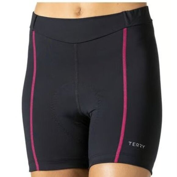 Terry Bella Short Cycling Size Large 5" Inseam Padded Bike NWT $144 Black Pink - Picture 1 of 11